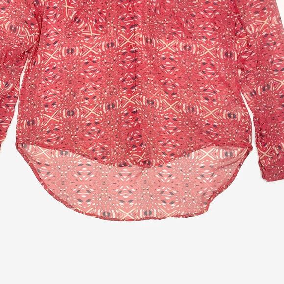 Free People Easy Rider Blouse Size M Red Boho Artsy Eclectic Beachy Flowy Summer - Picture 10 of 14
